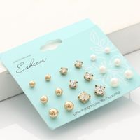 Korean Earrings Artificial Pearl Earrings Set Rhinestone Earrings Pearl Set Wholesale Nihaojewelry main image 4