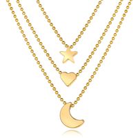 New Golden Pendant Clavicle Chain Creative Retro Simple Star Moon Love Pendant Necklace Wholesale Nihaojewelry main image 6