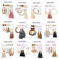 Acrylic Artificial Pearl Circle Tassel Earrings Set 6 Piece Set Hot Selling Earrings Wholesale Nihaojewelry main image 3