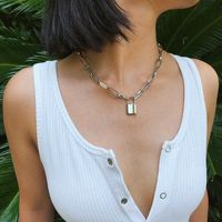 New Jewelry Personality Retro Geometric Necklace Sweater Chain Simple Lock-shaped Wild Temperament Clavicle Chain Wholesale Nihaojewelry main image 4