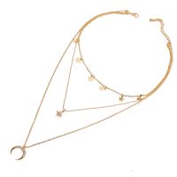 Hot Sale Star Crescent Three-layer Necklace Creative Retro Simple Alloy Clavicle Chain Wholesale Nihaojewelry main image 3