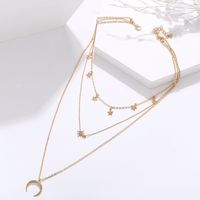 Hot Sale Star Crescent Three-layer Necklace Creative Retro Simple Alloy Clavicle Chain Wholesale Nihaojewelry main image 4