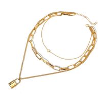 New Alloy Simple Peach Heart Lock Pendant Necklace Creative Retro Multi-layer Necklace Wholesale Nihaojewelry main image 3