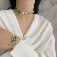 Zircon Diamond Butterfly Necklace Choker Clavicle Chain Bracelet Wholesale Nihaojewelry main image 1