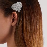 Personality Full Diamond Three-dimensional Curved Love Hairpin Super Fairy Heart-shaped Sweet Side Clip Hair Accessories Hairpin Wholesale Nihaojewelry main image 1