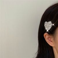 Personality Full Diamond Three-dimensional Curved Love Hairpin Super Fairy Heart-shaped Sweet Side Clip Hair Accessories Hairpin Wholesale Nihaojewelry main image 3