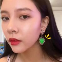 South Korea Earrings French Retro Emerald Love Gas Wild Quality Earrings Wholesale Nihaojewelry main image 2