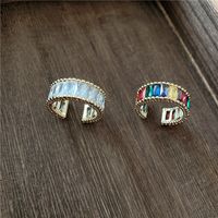 Korean New Ring Rainbow Retro Open Ring Wild Style Earrings Color Diamond Ring Wholesale Nihaojewelry main image 3