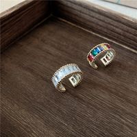Korean New Ring Rainbow Retro Open Ring Wild Style Earrings Color Diamond Ring Wholesale Nihaojewelry main image 4