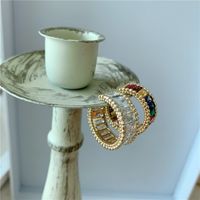 Korean New Ring Rainbow Retro Open Ring Wild Style Earrings Color Diamond Ring Wholesale Nihaojewelry main image 5