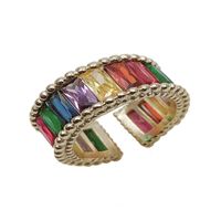 Korean New Ring Rainbow Retro Open Ring Wild Style Earrings Color Diamond Ring Wholesale Nihaojewelry main image 6