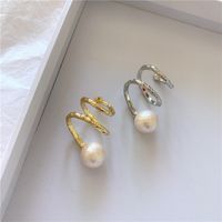 Korea Open Spiral Ring Designer Models Metal Pearl Ring Wholesale Nihaojewelry main image 3