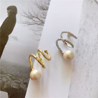 Korea Open Spiral Ring Designer Models Metal Pearl Ring Wholesale Nihaojewelry main image 4