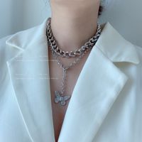 Exaggerated Double Stacking Butterfly Necklace Metal Chain Choker Clavicle Chain Sweater Chain Wholesale Nihaojewelry main image 6