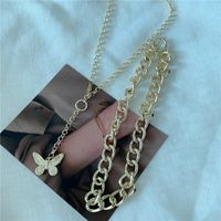 Exaggerated Double Stacking Butterfly Necklace Metal Chain Choker Clavicle Chain Sweater Chain Wholesale Nihaojewelry main image 5