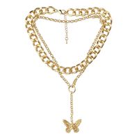 Exaggerated Double Stacking Butterfly Necklace Metal Chain Choker Clavicle Chain Sweater Chain Wholesale Nihaojewelry main image 3