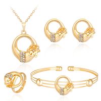 Fashion Style Fashion Personality Alloy Diamond Plated Kc Necklace Earrings Ring Bracelet Four-piece Wholesale Nihaojewelry sku image 1