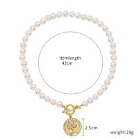 New Pearl Necklace Coin Relief Head Pendant Necklace Clavicle Chain Elegant Wholesale Nihaojewelry sku image 1