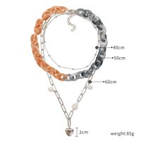Fashion Alloy Pearl Necklace Pendant Heart Shaped Acrylic Two-piece Clavicle Chain Hot Sale Wholesale Nihaojewelry sku image 1