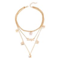 Fashion Wild Accessories Popular Alloy Butterfly English Three-piece Necklace Clavicle Chain  Wholesale Nihaojewelry sku image 6