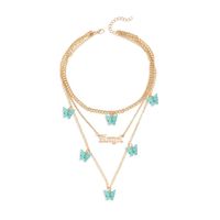 Fashion Wild Accessories Popular Alloy Butterfly English Three-piece Necklace Clavicle Chain Wholesale Nihaojewelry sku image 3