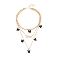Fashion Wild Accessories Popular Alloy Butterfly English Three-piece Necklace Clavicle Chain Wholesale Nihaojewelry sku image 5