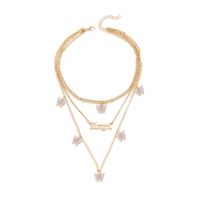 Fashion Wild Accessories Popular Alloy Butterfly English Three-piece Necklace Clavicle Chain Wholesale Nihaojewelry sku image 6