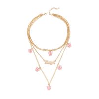 Fashion Wild Accessories Popular Alloy Butterfly English Three-piece Necklace Clavicle Chain Wholesale Nihaojewelry sku image 7