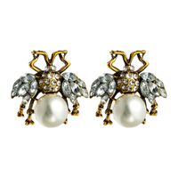 Retro Insect Diamond Alloy Artificial Gemstones Earrings sku image 1