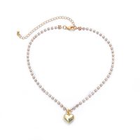 Fashion Jewelry Fresh Temperament Single-layer Handmade Geometric Necklace Simple Claw Chain Diamond Heart Pendant Necklace Wholesale Nihaojewelry sku image 1