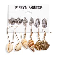New Creative Retro Golden Silver Shell Scallop Earring Set Wholesale Nihaojewelry sku image 8