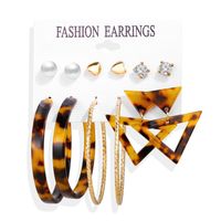 Acrylic Artificial Pearl Circle Tassel Earrings Set 6 Piece Set Hot Selling Earrings Wholesale Nihaojewelry sku image 6