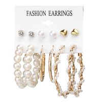 Acrylic Artificial Pearl Circle Tassel Earrings Set 6 Piece Set Hot Selling Earrings Wholesale Nihaojewelry sku image 4