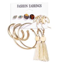 Acrylic Artificial Pearl Circle Tassel Earrings Set 6 Piece Set Hot Selling Earrings Wholesale Nihaojewelry sku image 10