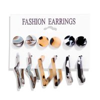Acrylic Artificial Pearl Circle Tassel Earrings Set 6 Piece Set Hot Selling Earrings Wholesale Nihaojewelry sku image 8