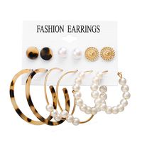 Acrylic Artificial Pearl Circle Tassel Earrings Set 6 Piece Set Hot Selling Earrings Wholesale Nihaojewelry sku image 7