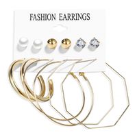 Acrylic Artificial Pearl Circle Tassel Earrings Set 6 Piece Set Hot Selling Earrings Wholesale Nihaojewelry sku image 1