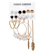 Acrylic Artificial Pearl Circle Tassel Earrings Set 6 Piece Set Hot Selling Earrings Wholesale Nihaojewelry sku image 13