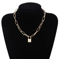 New Jewelry Personality Retro Geometric Necklace Sweater Chain Simple Lock-shaped Wild Temperament Clavicle Chain Wholesale Nihaojewelry sku image 1