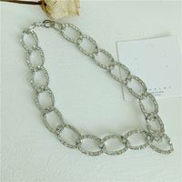 Retro Full Diamond Buckle Metal Necklace Light Exaggerated Clavicle Neck Chain Wholesale Nihaojewelry sku image 1