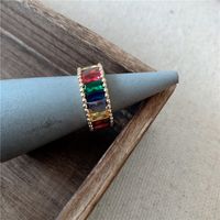 Korean New Ring Rainbow Retro Open Ring Wild Style Earrings Color Diamond Ring Wholesale Nihaojewelry sku image 1