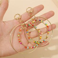 Exaggerated Geometric Round Long Chain Rice Bead Earrings Trend Large Multi-layer Earring Wholesale Nihaojewelry main image 3