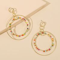 Exaggerated Geometric Round Long Chain Rice Bead Earrings Trend Large Multi-layer Earring Wholesale Nihaojewelry main image 4