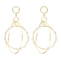 Exaggerated Geometric Round Long Chain Rice Bead Earrings Trend Large Multi-layer Earring Wholesale Nihaojewelry sku image 1