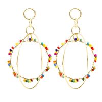 Exaggerated Geometric Round Long Chain Rice Bead Earrings Trend Large Multi-layer Earring Wholesale Nihaojewelry sku image 2