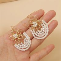 Korean Cute Hand-woven Flowers Rice Beads Resin Earrings Jewelry Wholesale Nihaojewelry main image 3