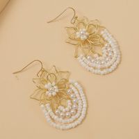Korean Cute Hand-woven Flowers Rice Beads Resin Earrings Jewelry Wholesale Nihaojewelry main image 4