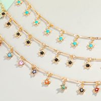 Real Gold-plated Star Tassel Anklet Drip Color Cute Anklet Summer Beach Wholesale Nihaojewelry main image 2