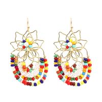 Korean Cute Hand-woven Flowers Rice Beads Resin Earrings Jewelry Wholesale Nihaojewelry sku image 3