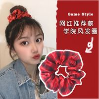 Pastoral Girl Korea Dongdaemun Frauen Gruppe Stil Blumen Kariertes Fettdarm Haars Cheim Französisch Retro Colon Ring Haars Eil sku image 3